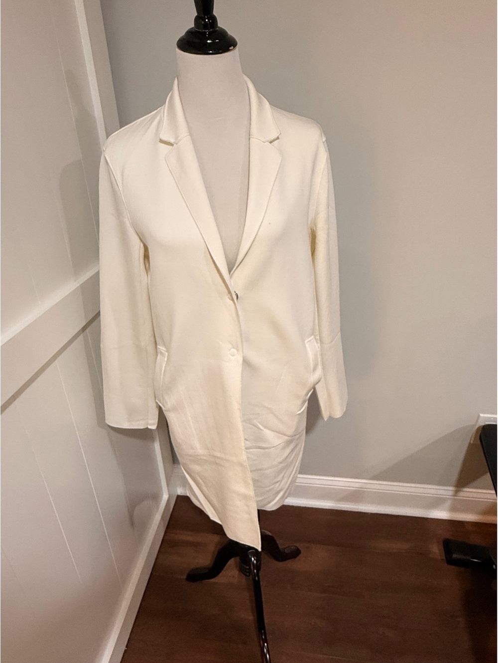 Carolina Belle Montreal White Long Blazer Jacket Size L